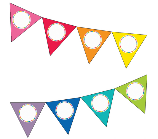 Rainbow EDITABLE Pennants | Rainbow Classroom Decor | Just Teach  | UPRINT | Schoolgirl Style