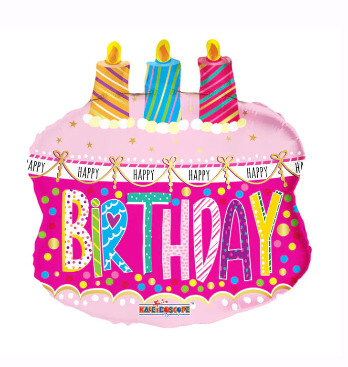 28" Jumbo Pink Birthday Candle Cake Mylar