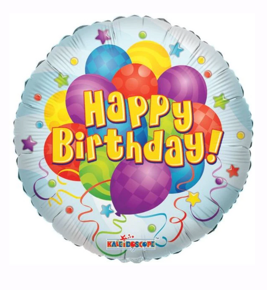 36" Jumbo Happy Birthday Lt Blue Circle Shape Mylar