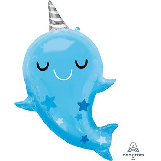 Narwhal Supershape Foil Balloon, 30 Inches