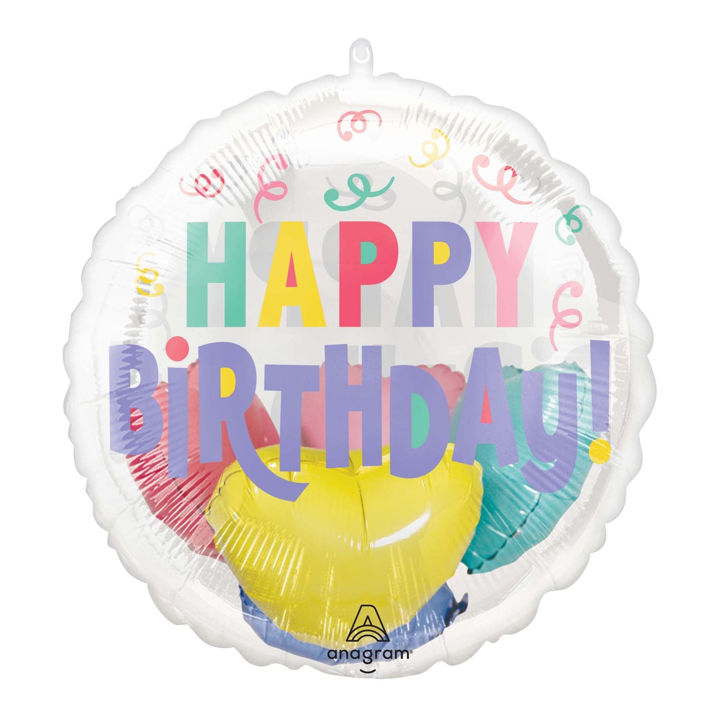 Pastel Happy Birthday Insiders Balloon, 20 Inches, 1 Count