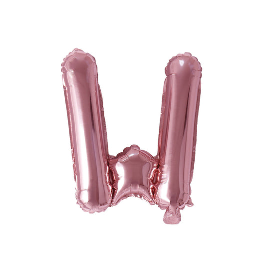 Rose Gold Letter W Foil Balloon, 16 Inches, 1 Count