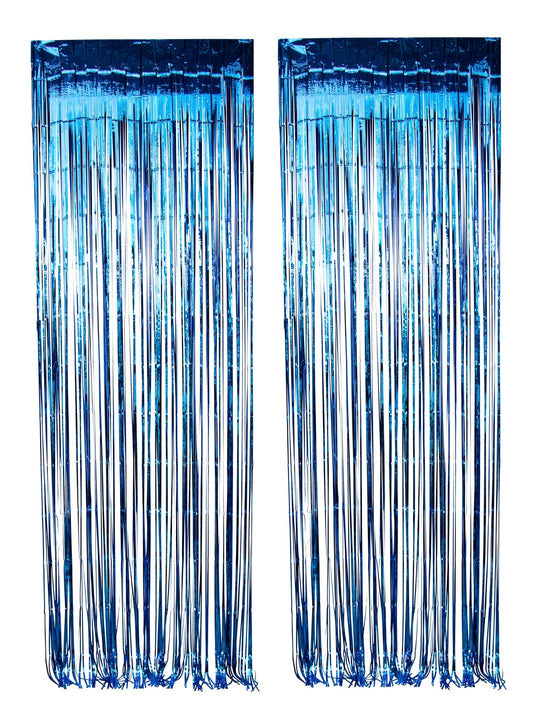 Blue Foil Fringe Curtain, 2 Count