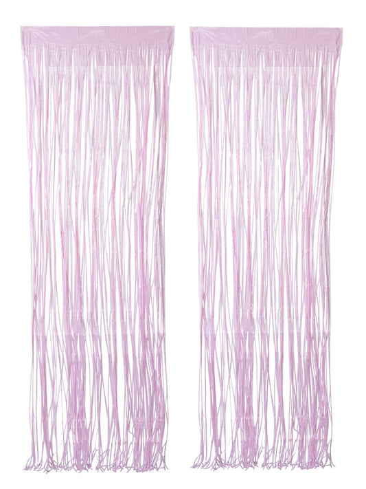 Pastel Light Pink Foil Fringe Curtain, 2 Count