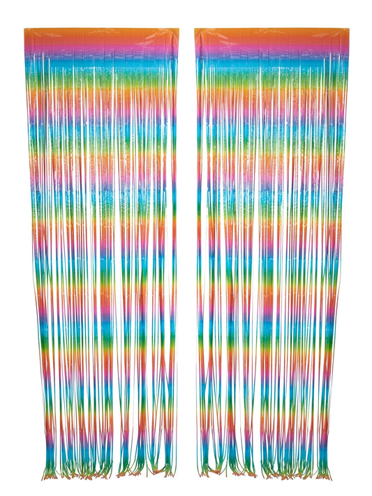 Rainbow, Macaroon Collection, Foil Fringe Curtain, 2 Count