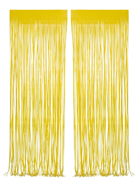 Yellow Pastel Foil Fringe Curtain, 2 Count